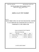 Hoàn thiện công tác kế toán doanh thu, chi phí và xác định kết quả kinh doanh tại CONG TY TNHH DỊCH vụ VIỄN THÔNG MK