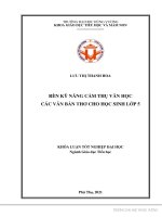 Rèn kỹ năng cảm thụ văn học các văn bản thơ cho học sinh lóp 5 