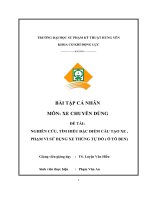 BÀI TẬP CÁ NHÂN MÔN XE CHUYÊN DÙNG ĐỀ TÀI NGHIÊN CỨU, TÌM HIỂU ĐẶC ĐIỂM CẤU TẠO XE , PHẠM VI SỬ DỤNG XE THÙNG TỰ ĐỔ ( Ô TÔ BEN)