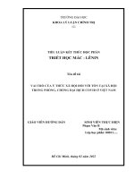 TIỂU LUẬN TRIẾT học   vai trò của ý thức xã hội đối với tồn tại xã hội trong phòng, chống đại dịch covid ở việt nam