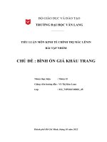 TIỂU LUẬN MÔN KINH TẾ CHÍNH TRỊ MÁC LÊNIN BÀI TẬP NHÓM CHỦ ĐỀ  BÌNH ỔN GIÁ KHẨU TRANG