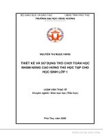 Thiết kế và sử dụng trò chơi toán học nhằm nâng cao hứng thú học tập cho học sinh lớp 1 