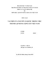 Tiểu luận Lịch sử Đảng, VAI TRÒ CỦA NGUYỄN ÁI QUỐC TRONG VIỆC THÀNH LẬP ĐẢNG CỘNG SẢN VIỆT NAM