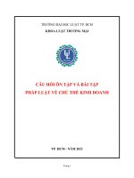 CÂU HỎITHẢO LUẬN PHÁP LUẬT VỀ CHỦ THỂ KINH DOANH