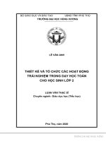 Thiết kế và tổ chức các hoạt động trải nghiệm trong dạy học toán cho học sinh lớp 2 