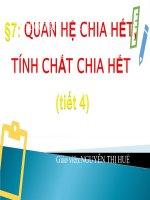 Toán 6 chương trình mới  Bài 7 Quan hệ chia hết, tính chất chia hết t4