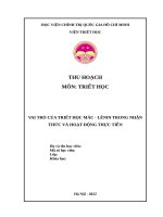 TIỂU LUẬN TRIẾT học   vai trò của triết học mác – lênin trong nhận thức và hoạt động thực tiễn