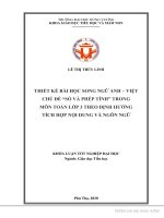 Thiết kế bài học song ngữ anh – việt chủ đề “số và phép tính” trong môn toán lớp 3 theo định hướng tích hợp nội dung và ngôn ngữ 