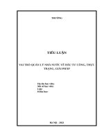 TIỂU LUẬN   vai trò quản lý nhà nước về đầu tư công, thực trạng, giải pháp