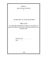TIỂU LUẬN tư TƯỞNG hồ CHÍ MINH tư tưởng hồ chí minh về văn hóa  sự vận dụng của sinh viên trong việc giữ gìn và phát huy bản sắc văn hóa dân tộc