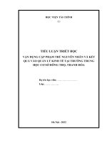 TIỂU LUẬN   vận dụng cặp phạm trù nguyên nhân và kết quả vào quản lý kinh tế tại trường trung học cơ sở đông thọ, thanh hóa