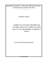 (Luận án tiến sĩ) nghiên cứu xây dựng mô hình nam vận động viên cấp cao môn cầu lông qua các giá trị sinh học, sư phạm và tâm lý 