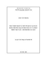 (Luận văn thạc sĩ) Phát triển dịch vụ thẻ tín dụng tại Ngân hàng TMCP Đầu tư và Phát triển Việt Nam – Chi nhánh Cầu Giấy