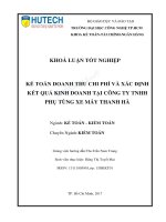 KHOÁ LUẬN TỐT NGHIỆP: KẾ TOÁN DOANH THU CHI PHÍ VÀ XÁC ĐỊNH KẾT QUẢ KINH DOANH TẠI CÔNG TY TNHH PHỤ TÙNG XE MÁY THANH HÀ