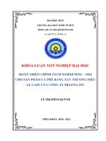 Hoàn thiện chính sách marketing – mix cho sản phẩm cà phê rang xay thương hiệu le cafe của công ty helena jsc 