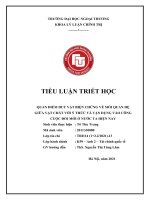 TIỂU LUẬN TRIẾT học QUAN điểm DUY vật BIỆN CHỨNG về mối QUAN hệ GIỮA vật CHẤT với ý THỨC và vận DỤNG vào CÔNG CUỘC đổi mới ở nước TA HIỆN NAY 