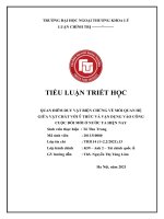 TIỂU LUẬN TRIẾT học QUAN điểm DUY vật BIỆN CHỨNG về mối QUAN hệ GIỮA vật CHẤT với ý THỨC và vận DỤNG vào CÔNG CUỘC đổi mới ở nước TA HIỆN NAY 