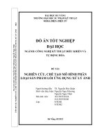 NGHIÊN cứu, CHẾ tạo mô HÌNH PHÂN LOẠI sản PHẨM lỗi ỨNG DỤNG xử lý ẢNH 