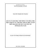Quản lý giáo dục nếp sống văn hóa cho học sinh ở các trường trung học cơ sở trên địa bàn huyện nam trà my tỉnh quảng nam 