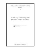 TIỂU LUẬN kết THÚC học PHẦN  PHÁT TRIỂN văn hóa NHÀ TRƯỜNG