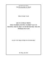 Quản lí hoạt động trải nghiệm, hướng nghiệp tại các trường trung học cơ sở huyện bắc trà my tỉnh quảng nam 