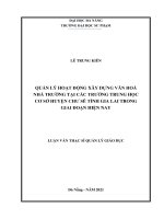 Quản lý hoạt động xây dựng văn hoá nhà trường tại các trường trung học cơ sở huyện chư sê tỉnh gia lai trong giai đoạn hiện nay 