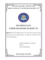 Bài thảo luận chính sách kinh tế quốc tế Phân tích những ứng xử của Việt Nam trong quá trình tham gia vụ kiện chống phá giá và chống trợ cấp đối với tôm nước ấm đông lạnh