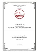 TIỂU LUẬN CUỐI kỳ môn luật thương mại 2 đề tài PHÁP LUẬT về PHÁ sản DOANH NGHIỆP 