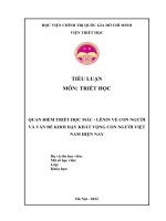 tiểu luận quan điểm triết học mác  lênin về con người và vấn đề khơi dậy khát vọng con người việt nam hiện nay