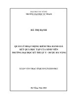 Quản lý hoạt động kiểm tra đánh giá kết quả học tập của sinh viên trường đại học kỹ thuật y   dược đà nẵng 