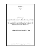 tiểu luận quan điểm triết học mác   lênin về mối quan hệ biện chứng giữa vật chất và ý thức
