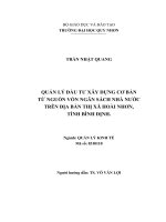 (LUẬN văn THẠC sĩ) quản lý đầu tư xây dựng cơ bản từ nguồn vốn ngân sách nhà nước trên địa bàn thị xã hoài nhơn, tỉnh bình định 