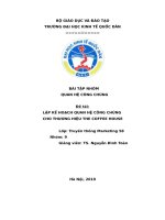 Lập kế hoạch quan hệ công chúng cho thương hiệu the coffee house 