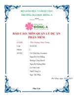 BÁO cáo môn QUẢN lý dự án PHẦN mềm  các mô hình phát triển phần mềm điều kiện đầu vào, vai trò tham gia, sản phẩm đầu ra của các phases (các activities)  