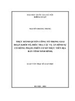 Thực hành quyền công tố trong giai đoạn khởi tố, điều tra các vụ án hình sự có đồng phạm (trên cơ sở thực tiễn địa bàn tỉnh ninh bình) 