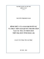 Hình thức của giao dịch dân sự và thực tiễn giải quyết tranh chấp tại các tòa án nhân dân trên địa bàn tỉnh đắk lắk 