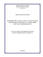(LUẬN VĂN THẠC SĨ) Thẩm định cho vay dự án đầu tư tại ngân hàng thương mại cổ phần Đầu tư và Phát triển Việt Nam - Chi nhánh Hà Tây
