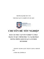 BÁO cáo THỰC tập tốt NGHIỆP và THỰC TRẠNG về QUY TRÌNH PHỤC vụ tại bộ PHẬN BUỒNG PHÒNG KHÁCH sạn LAVENDER RIVERSIDE 