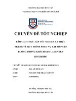 BÁO cáo THỰC tập tốt NGHIỆP và THỰC TRẠNG về QUY TRÌNH PHỤC vụ tại bộ PHẬN BUỒNG PHÒNG KHÁCH sạn LAVENDER RIVERSIDE 