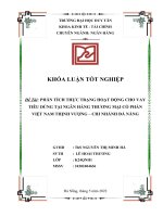 Đề tài PHÂN TÍCH THỰC TRẠNG HOẠT ĐỘNG CHO VAY TIÊU DÙNG tại NGÂN HÀNG THƯƠNG mại cổ PHẦN VIỆT NAM THỊNH VƯỢNG – CHI NHÁNH đà NẴNG 