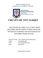 BÁO cáo kết QUẢ THỰC tập và THỰC TRẠNG HOẠT ĐỘNG TRUYỀN THÔNG cổ ĐỘNG NHẰM THU hút KHÁCH tại bộ PHẬN NHÀ HÀNG KHÁCH sạn NEW ORIENT HOTEL DANANG 