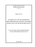 (LUẬN văn THẠC sĩ) tạo động lực làm việc cho đội ngũ nhân viên bán hàng tại công ty suntory pepsico việt nam   chi nhánh miền trung    