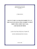 (LUẬN văn THẠC sĩ) quản lý cho vay doanh nghiệp vừa và nhỏ tại ngân hàng nông nghiệp và phát triển nông thôn việt nam, chi nhánh mỹ đình     