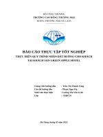 THỰC HIỆN QUY TRÌNH NHẬN đặt BUỒNG CHO KHÁCH tại KHÁCH sạn GREEN APPLE HOTEL 