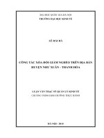 (LUẬN VĂN THẠC SĨ) Công tác xóa đói giảm nghèo trên địa bàn huyện Như Xuân - Thanh Hóa