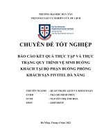 BÁO cáo kết QUẢ THỰC tập và THỰC TRẠNG QUY TRÌNH vệ SINH BUỒNG KHÁCH tại bộ PHẬN BUỒNG PHÒNG KHÁCH sạn FIVITEL đà NẴNG 