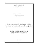 (LUẬN VĂN THẠC SĨ) Nâng cao năng lực cán bộ nghiên cứu tại Viện Nghiên cứu phát triển kinh tế - xã hội Hà Nội  Quản lý kinh tế