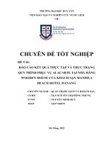 BÁO cáo kết QUẢ THỰC tập và THỰC TRẠNG QUY TRÌNH PHỤC vụ ALACARTE tại NHÀ HÀNG WOODEN HOUSE của KHÁCH sạn MANDILA BEACH HOTEL DANANG  