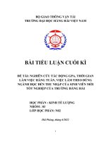 NGHIÊN cứu tác ĐỘNG GPA, THỜI GIAN làm VIỆC HÀNG TUẦN, VIỆC làm THEO ĐÚNG NGÀNH học đến THU NHẬP của SINH VIÊN mới tốt NGHIỆP của TRƯỜNG HÀNG hải 