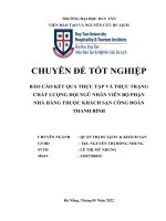 BÁO cáo kết QUẢ THỰC tập và THỰC TRẠNG CHẤT LƯỢNG đội NGŨ NHÂN VIÊN bộ PHẬN NHÀ HÀNG THUỘC KHÁCH sạn CÔNG đoàn THANH BÌNH 